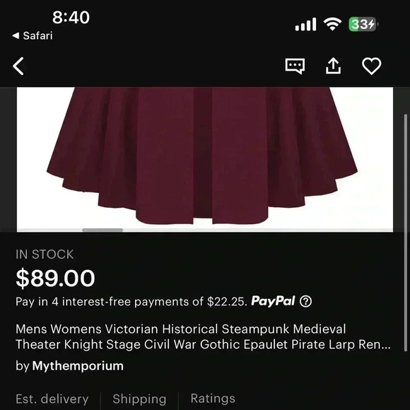 Unisex Mythical Knight Gray Layered Costume Cape OS - Picture 8 of 10